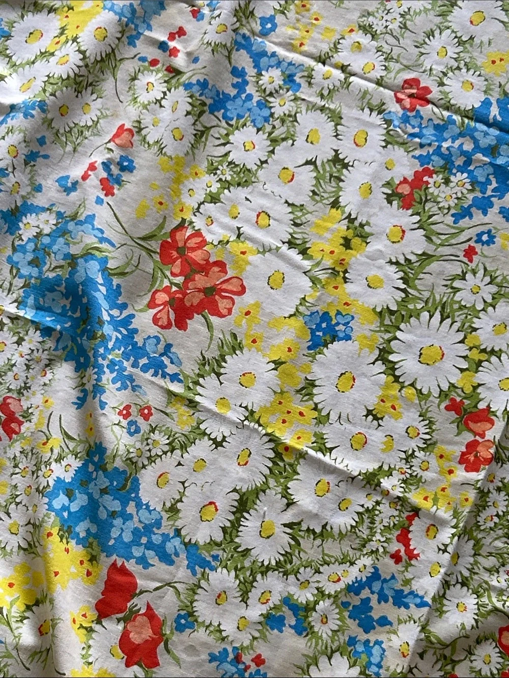 Vintage Mid Century Floral Square Tablecloth